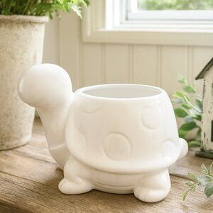 NWT Vintage White Turtle Animal Ceramic Planter